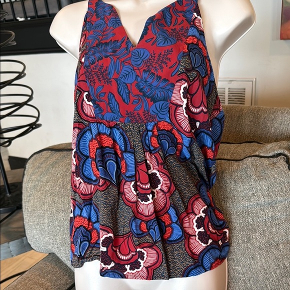 Dear John Red and Blue Peplum Tank Top - Picture 2 of 5